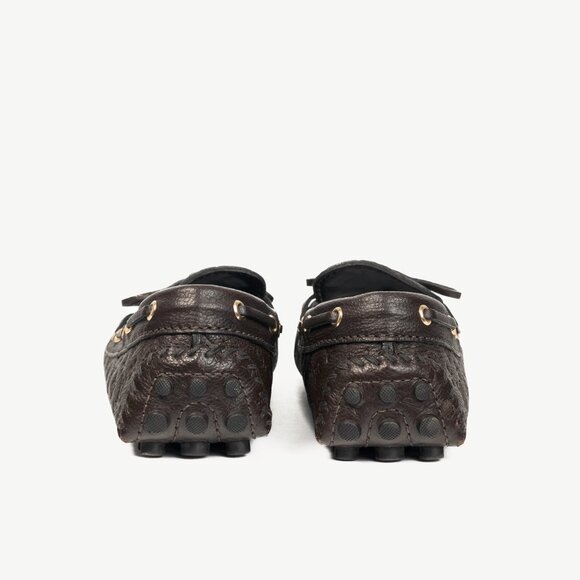 Louis Vuitton Gloria Brown Monogram-Embossed Leather Flat Loafers - Picture 4 of 14